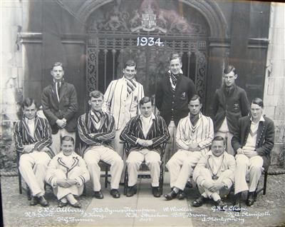cc01136 1934 cricket.jpg; cc01136; 1934 Christ's Cricket Team; Photograph